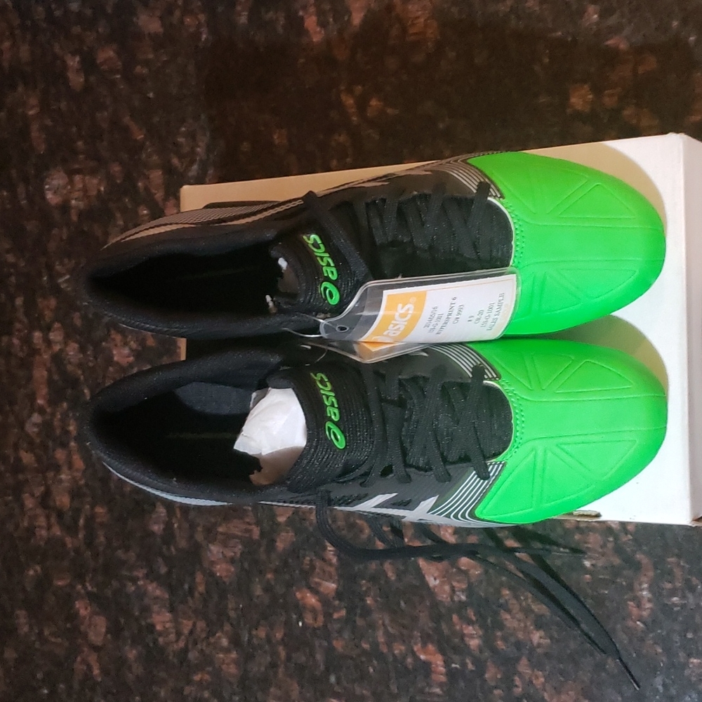 ASICS Hyper Sprint 6 Unisex Shoe -15S-G-1001, Black/Neon Green/Silver,  Size 9